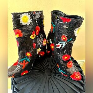 Women's Froita Sequins Ankle Boots with sequins and embroidery